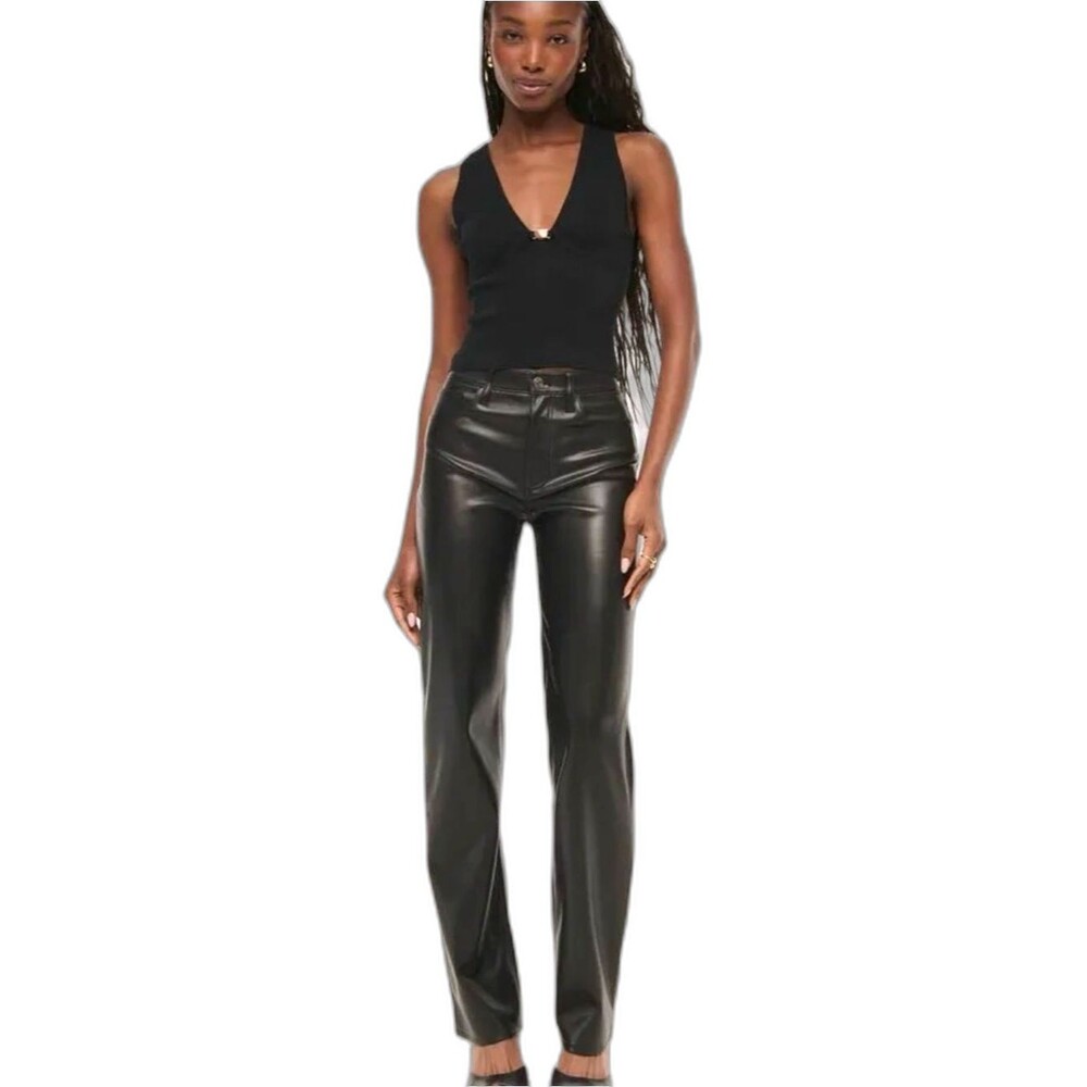Abercrombie & Fitch Women's High Rise 90s Relaxed Vegan Leather Pants NWOT 28